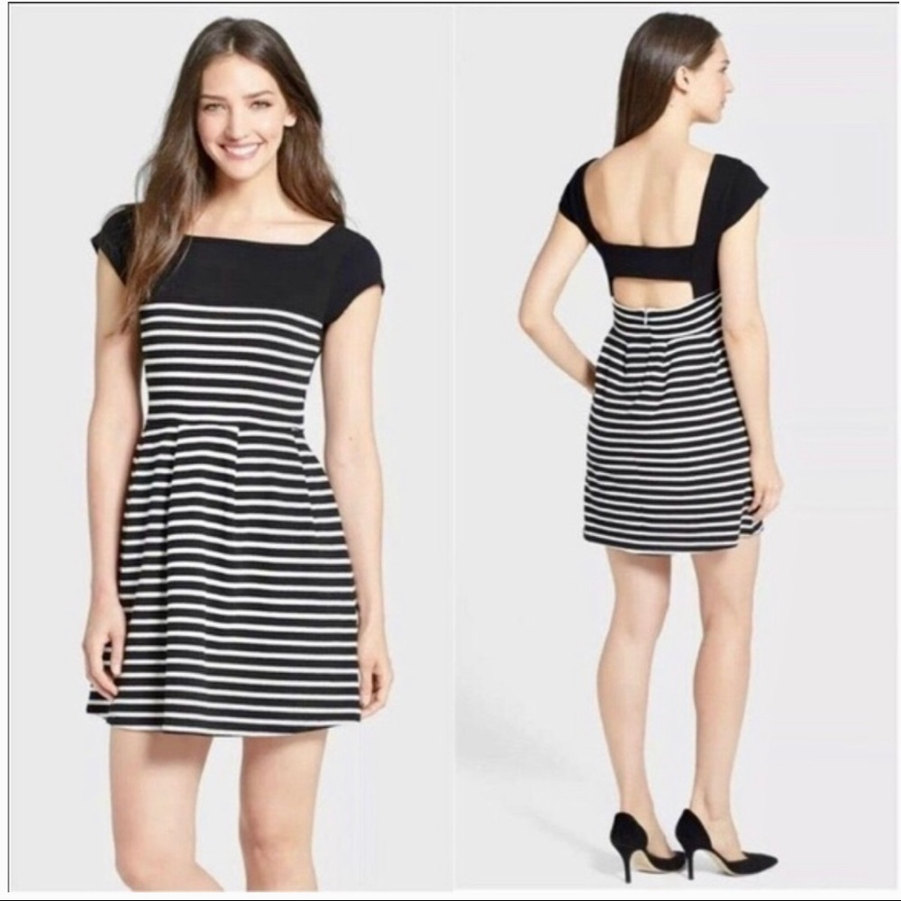 French Connection Striped Open Back Mini Dress US4